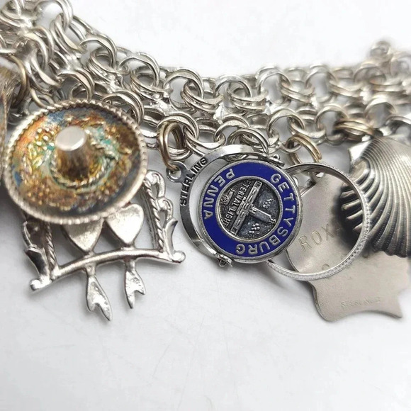 Vintage Sterling Silver Charm Bracelet Huge Travel Collection Rare 1950s 60s MCM - Picture 12 of 16